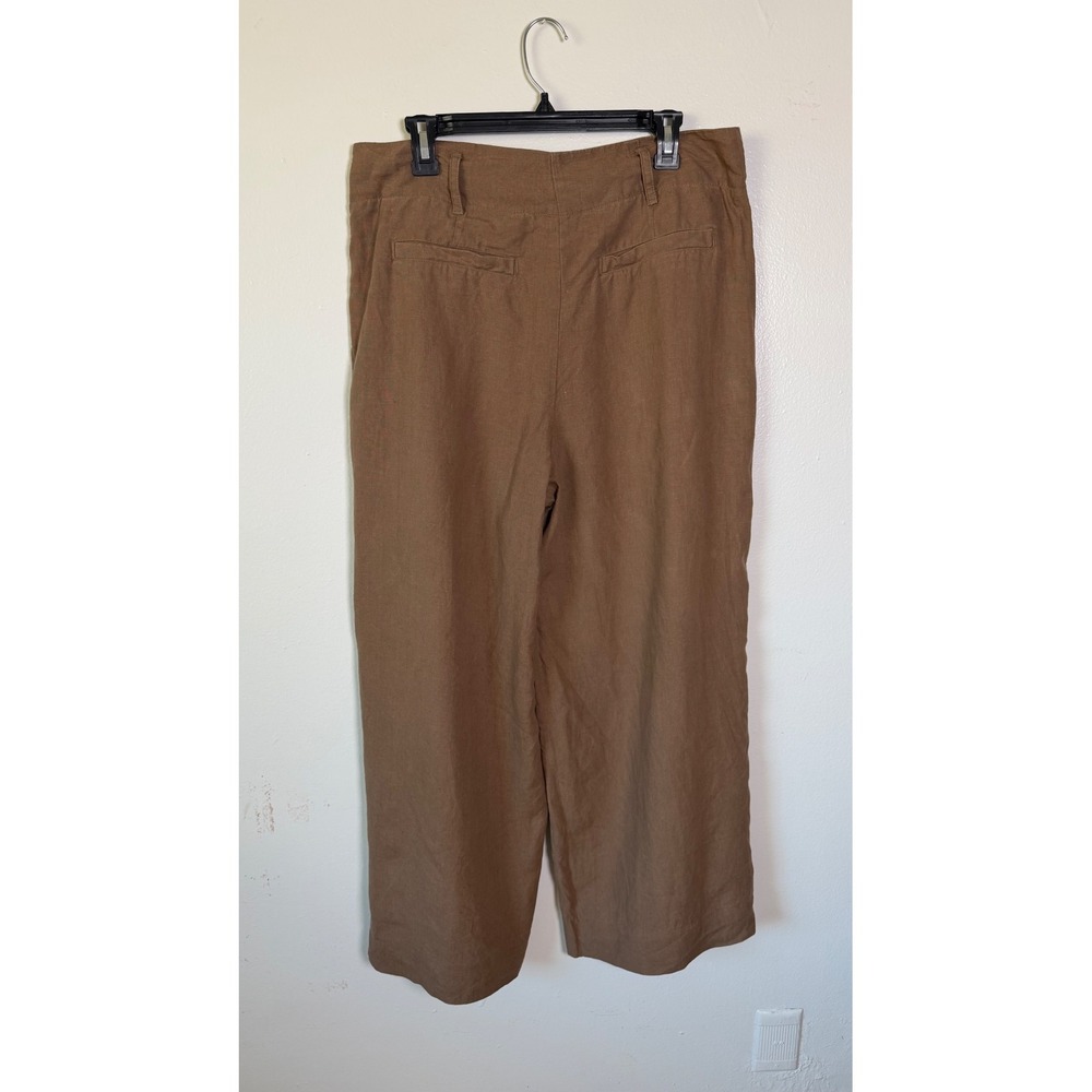 Chico's 100% Linen Brown Wide Leg Pleated Pants Size 2R US 12 Quiet Luxury - Picture 3 of 10